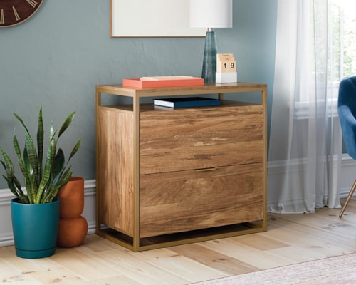 Contemporary Lateral File Cabinet with Open Storage Shelf