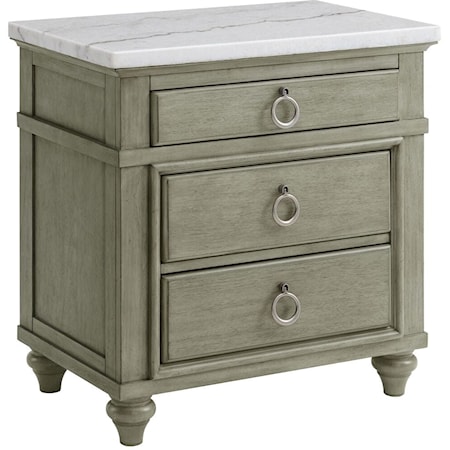 Transitional 3-Drawer Nightstand with USB Port