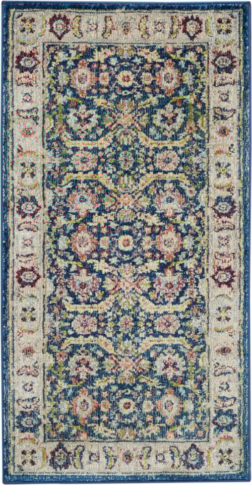 2' x 4' Navy/Multicolor Rectangle Rug