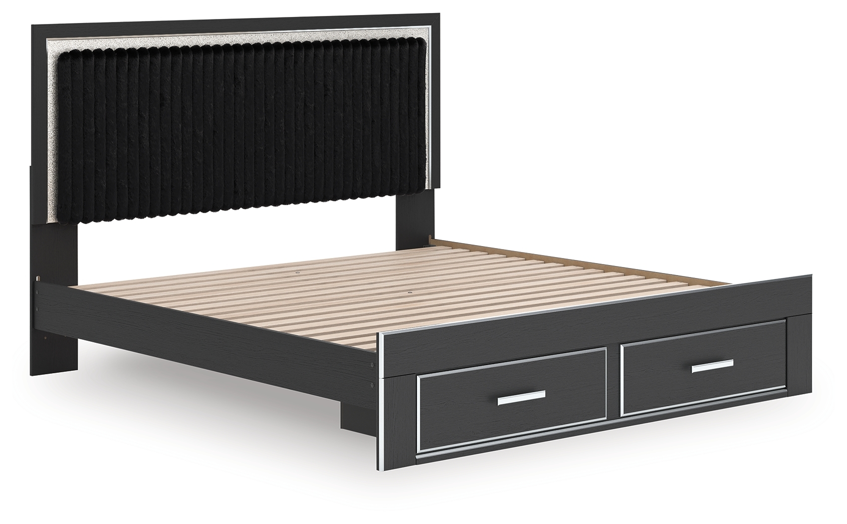 King Upholstered Panel Storage Bed