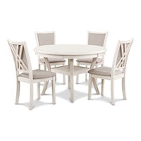 Transitional 5-Piece Dining Set with 47" Round Table