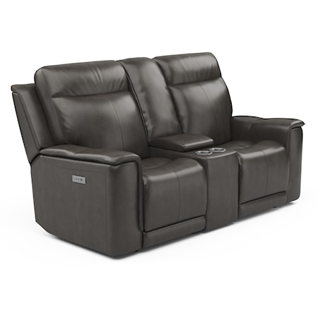 Power Reclining Loveseat with Power Headrests and Adjustable Lumbar