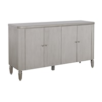 Glam Four Door Credenza with Fixed Shelves