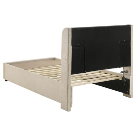 MADDY CREAM LIGHT UP TWIN STORAGE. | BED