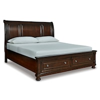 California King Sleigh Bed with Storage Footboard