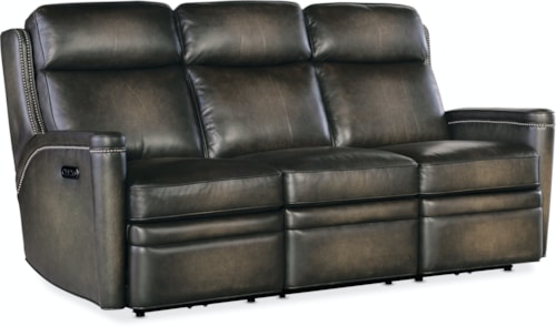 Transitional Power Reclining Sofa with Power Headrests