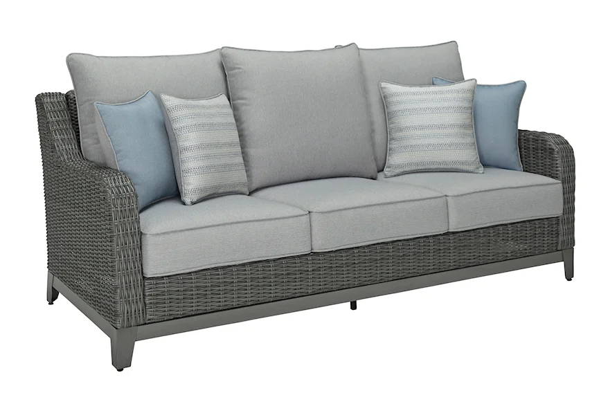 Elite Park Outdoor Sofa with Cushion by Signature Design by Ashley at VanDrie Home Furnishings