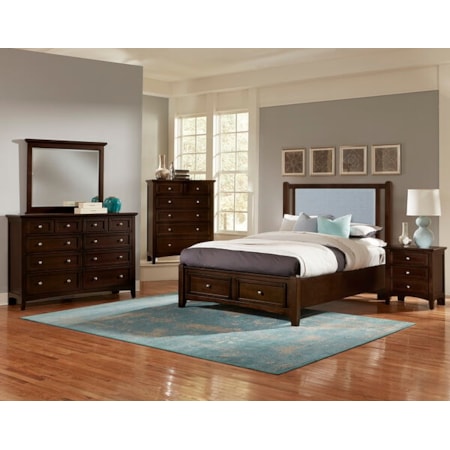 5-Piece Blue Upholstered Queen Bedroom Set