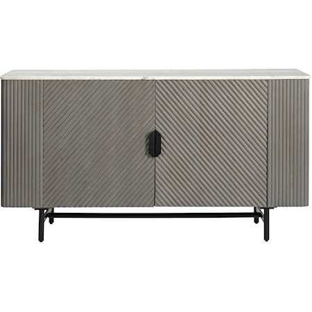 Transitional 2-Door Credenza with Marble Top