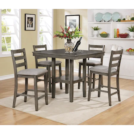 5-Piece Casual Counter Height Table and Chairs Set