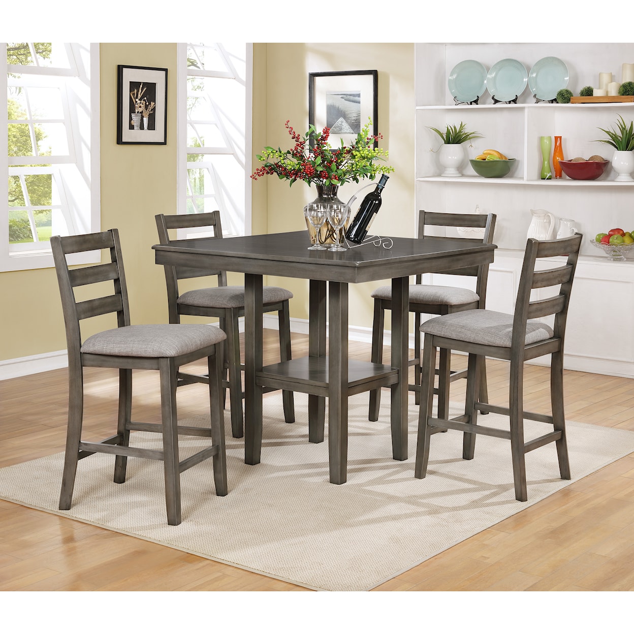 CM Tahoe 5 Piece Counter Height Table and Chairs Set