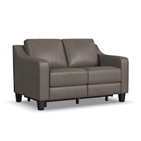 Transitional Leather Power Inclining Loveseat with Slope Arm