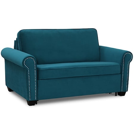 Contemporary Twin Sofabed with Rolled Arms
