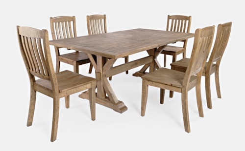 Farmhouse 7-Piece Trestle Dining table and Chair Set