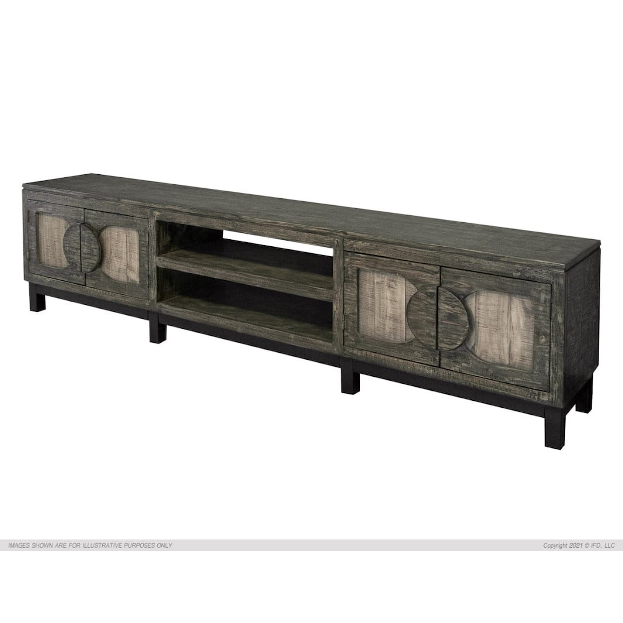 VFM Signature Cosalá Brown 4-Door TV Stand with Open Shelving