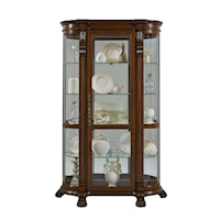 Traditional Curved Living Room End Curio Cabinet