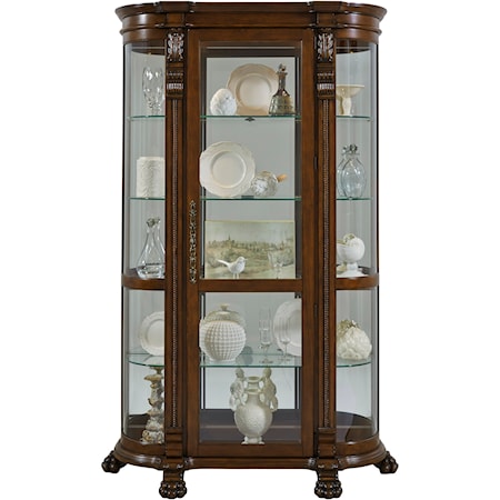 Traditional Curved Living Room End Curio Cabinet