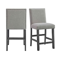 Transitional Counter Side Chair with Nailhead Trim
