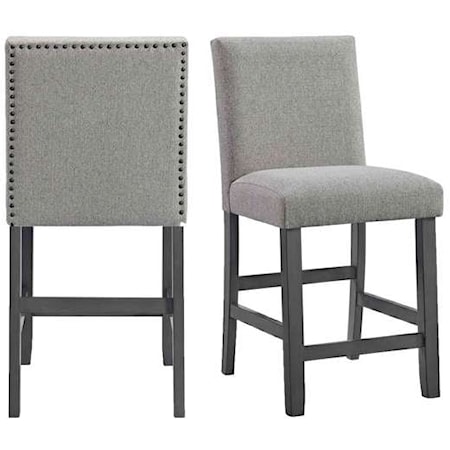 Transitional Counter Side Chair with Nailhead Trim