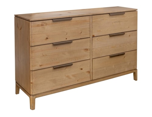 Coastal 6-Drawer Dresser with Metal Handles