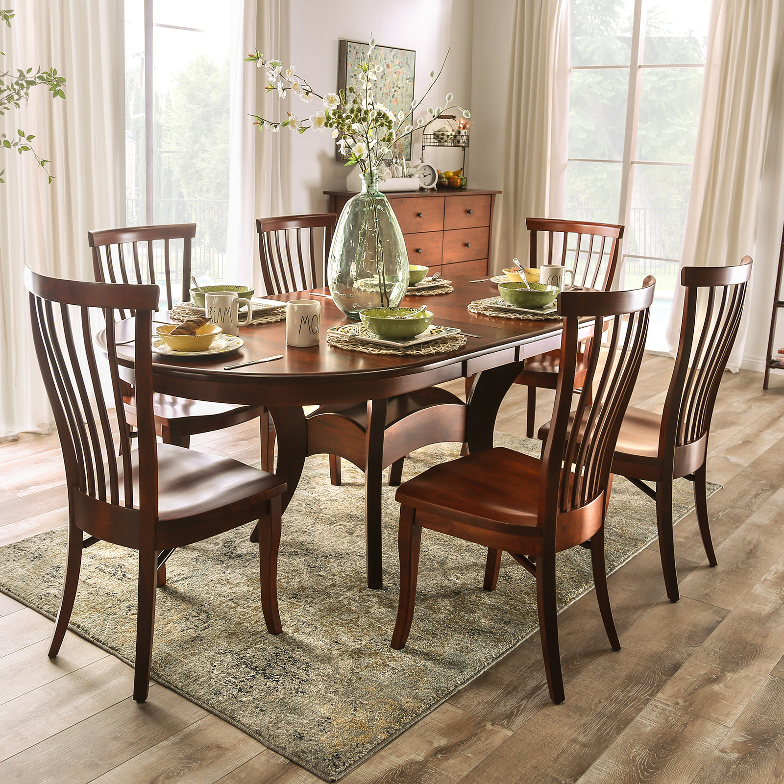 Oval dining table discount set with leaf