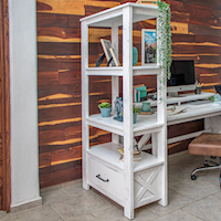 Transitional Bookcase with Open and Concealed Shelving