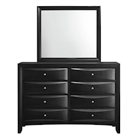 Transitional 8-Drawer Dresser and Mirror Set