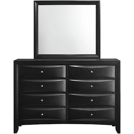 Transitional 8-Drawer Dresser and Mirror Set