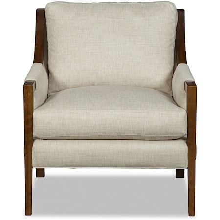 Transitional Chair with Wood Arms and Trim