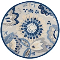 4'  Blue/Grey Round Rug