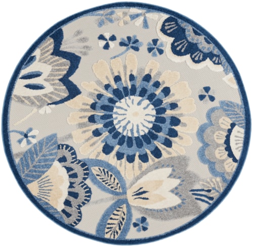 4'  Blue/Grey Round Rug