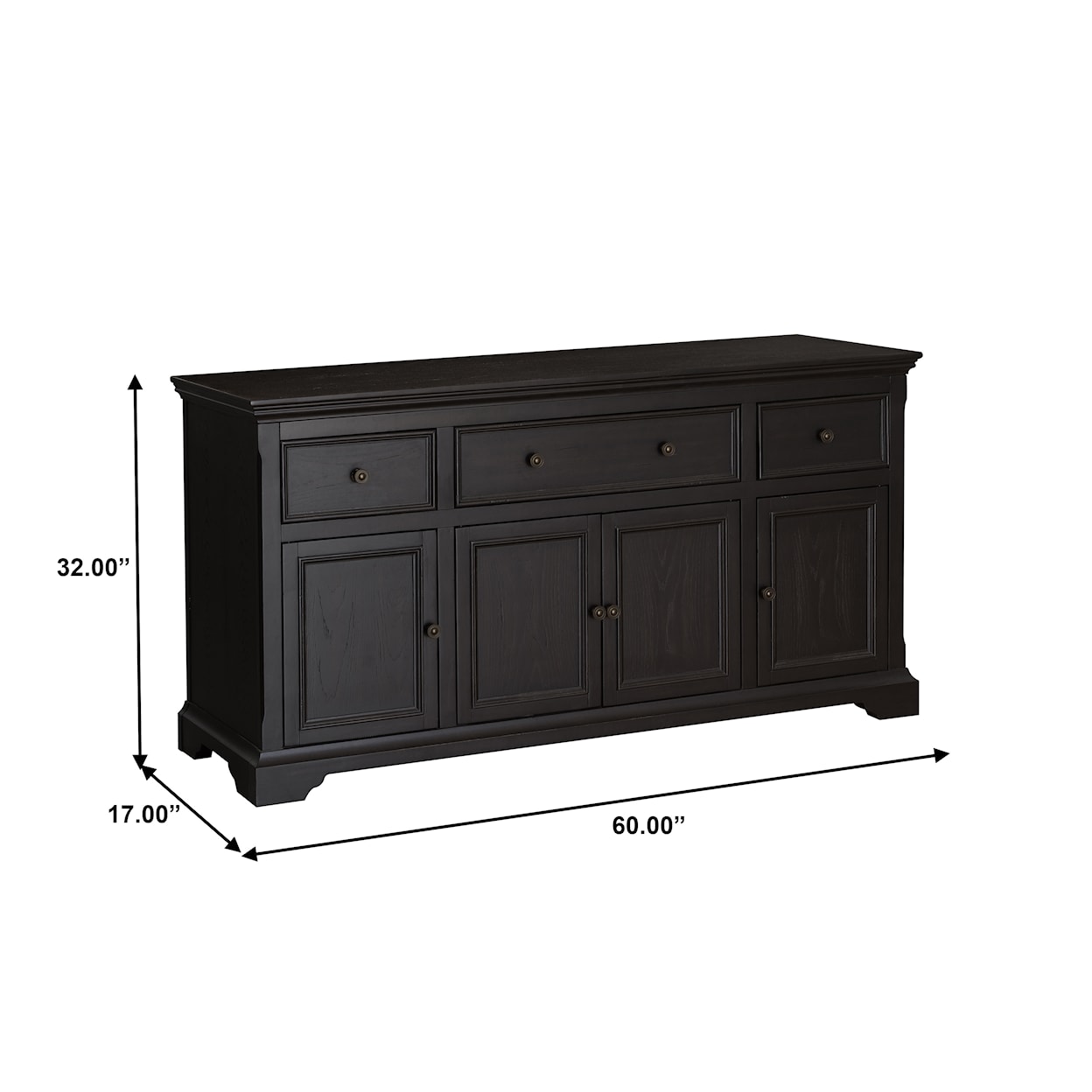 Accentrics Home Accents Four Door Cabinet in Antique Black