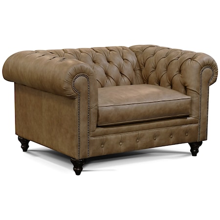 Leather Accent Chair with Nailhead Trim