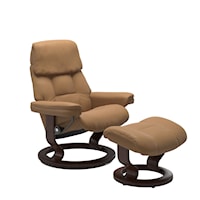 Medium Chair and Ottoman with Classic Base