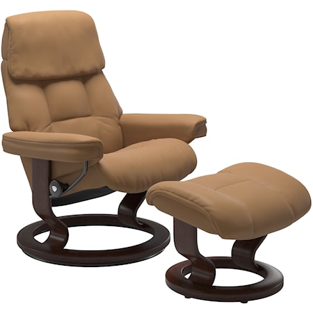 Medium Chair and Ottoman with Classic Base