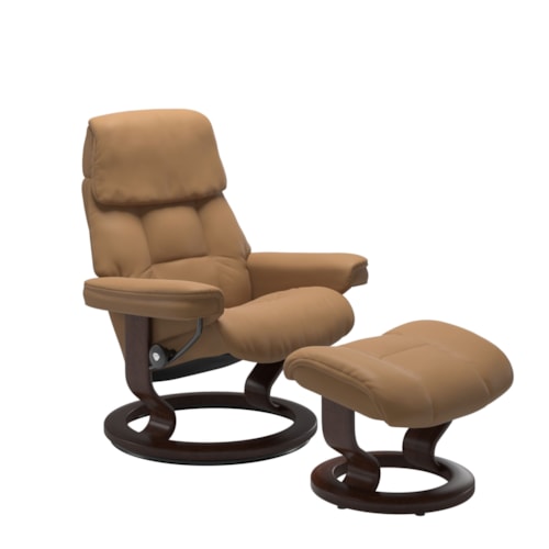 Medium Chair and Ottoman with Classic Base