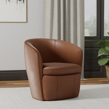 Leather Swivel Barrel Chair (Set of 2)