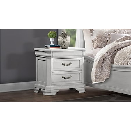 Traditional 2-Drawer Nightstand with USB Charging Port