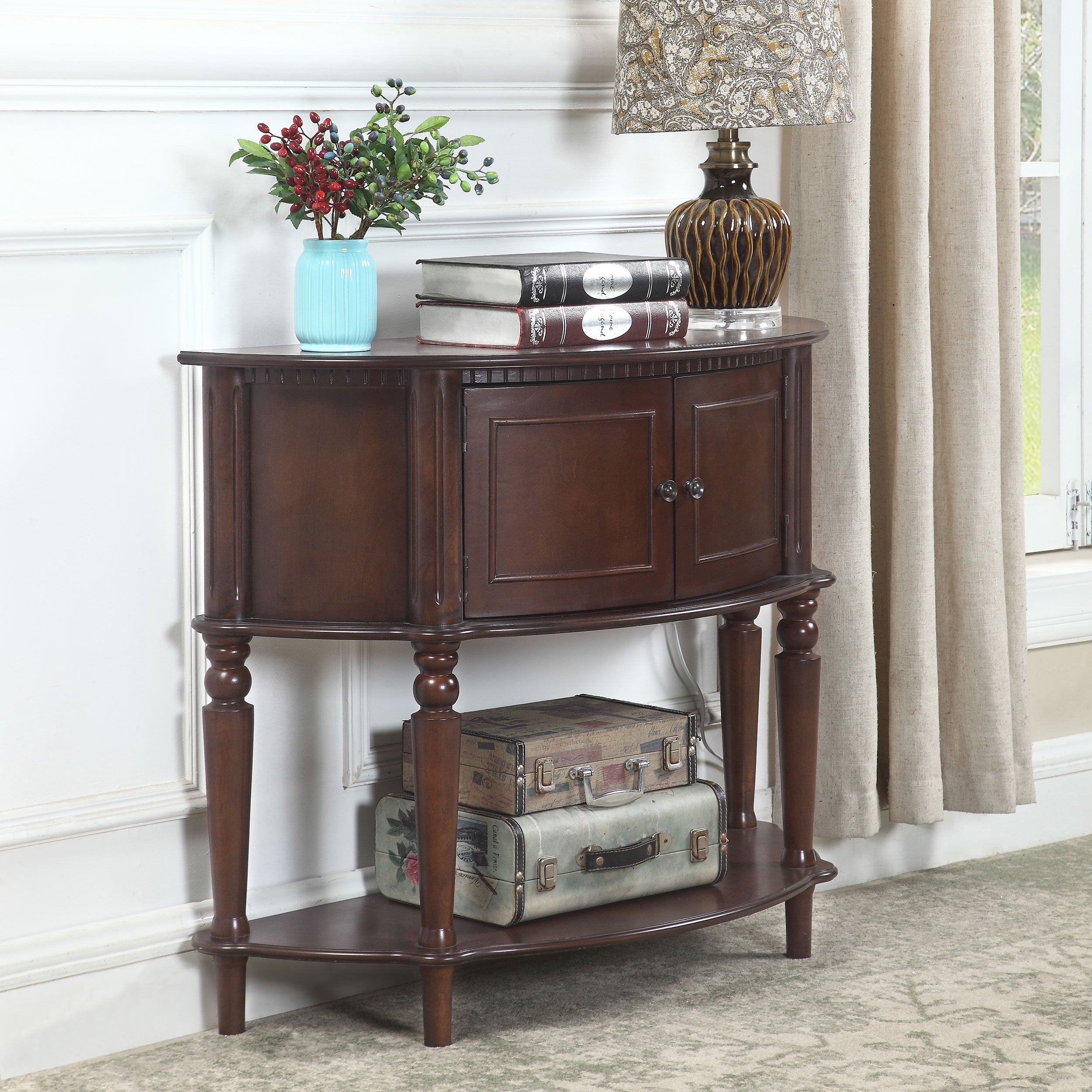 Brenda Demilune Wood Console Table