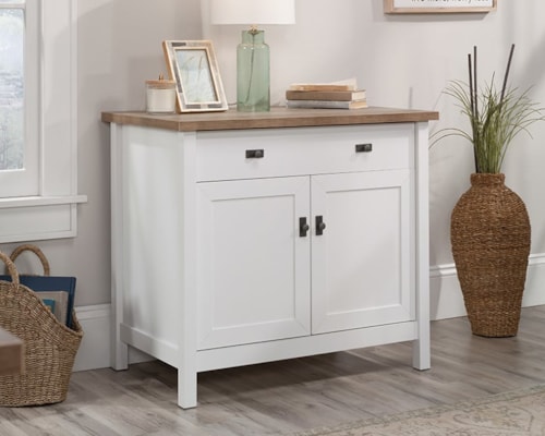 Farmhouse 2-Door Library Storage Cabinet with Adjustable Shelf