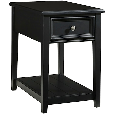 Black End Table with 1 Drawer and 1 Shelf