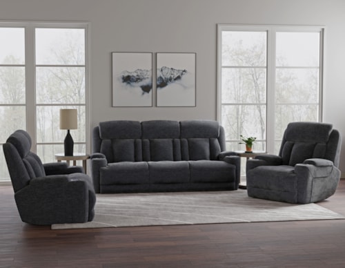 Casual 3-Piece Power Reclining Living Room Set with Power Headrests