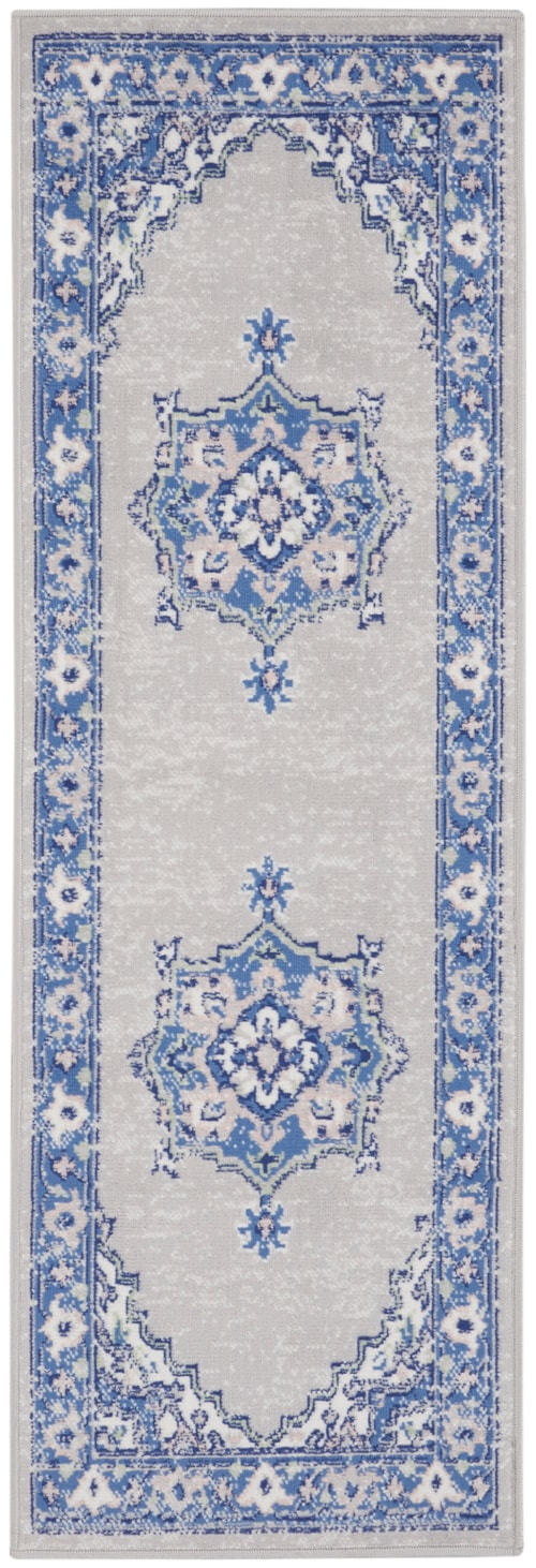 2' x 6' Grey Blue Runner Rug