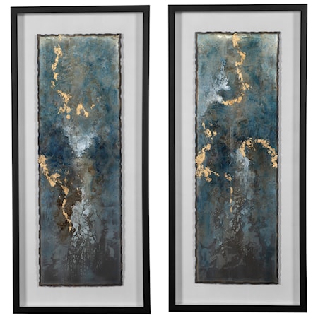 Glimmering Agate Abstract Prints S/2