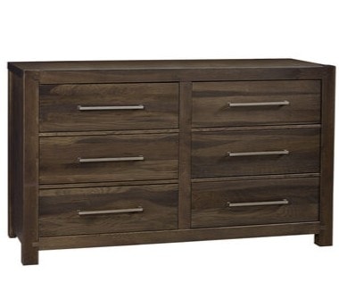 Transitional 6-Drawer Dresser with Metal Bar Hardware