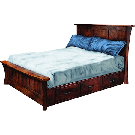 Queen Panel Bed with Storage Rails