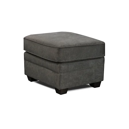 Transitional Welted Ottoman with Exposed Block Legs