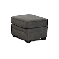 Transitional Welted Ottoman with Exposed Block Legs