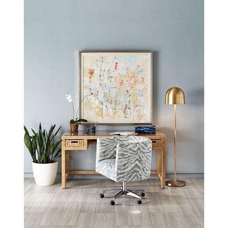 Aqua White Lacquer Modern Office Desk