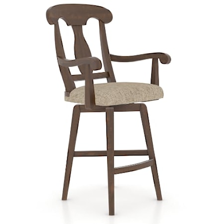 Traditional Customizable Swivel Stool with Arms